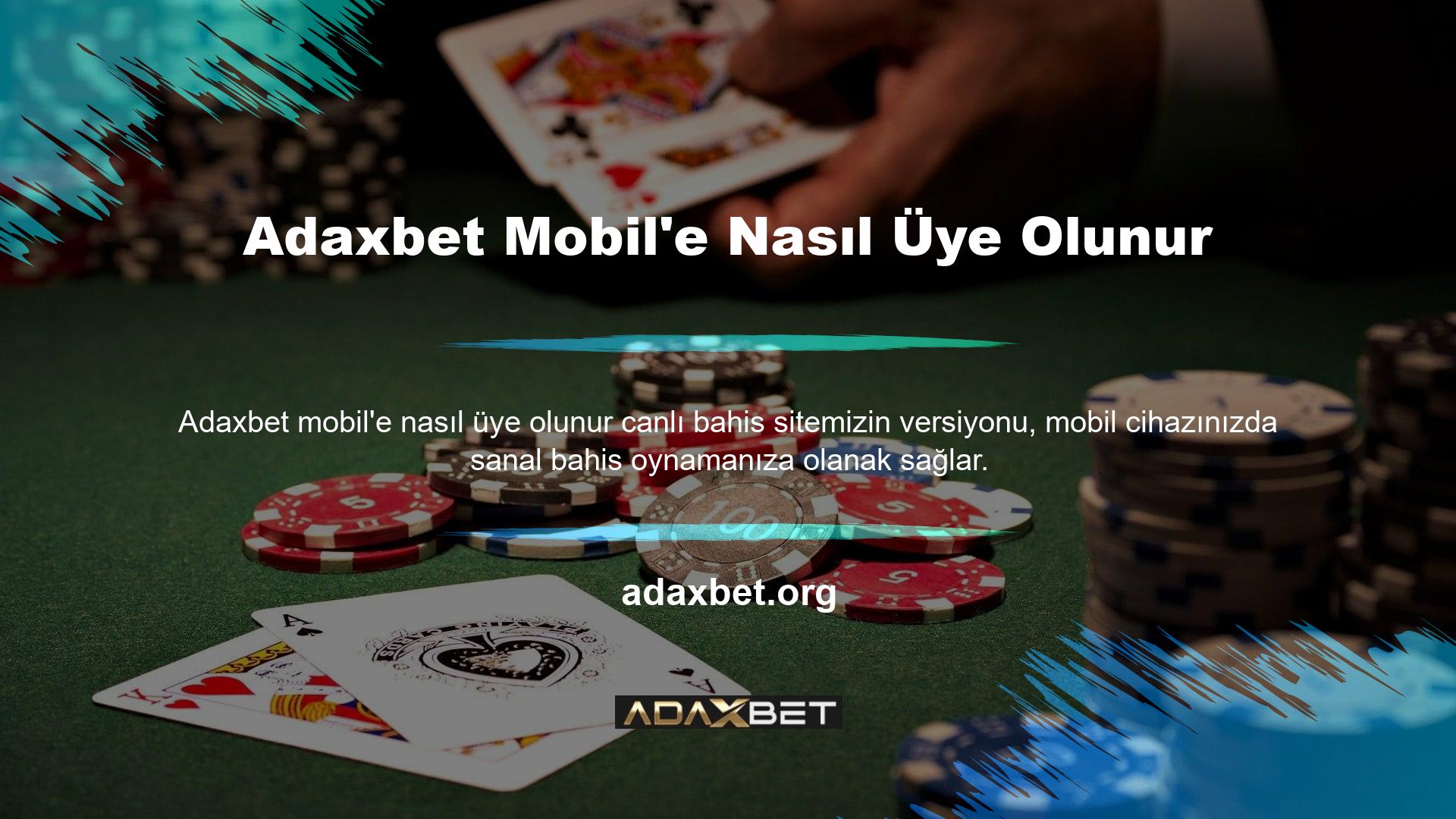 Adaxbet Mobile giriş yapmak için tarayıcınıza mevcut web sitesi adresini girin